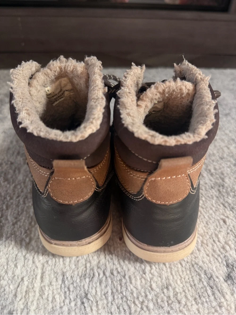 London Underground Boys Brown Faux Fur Lined Winter Boots Size 13